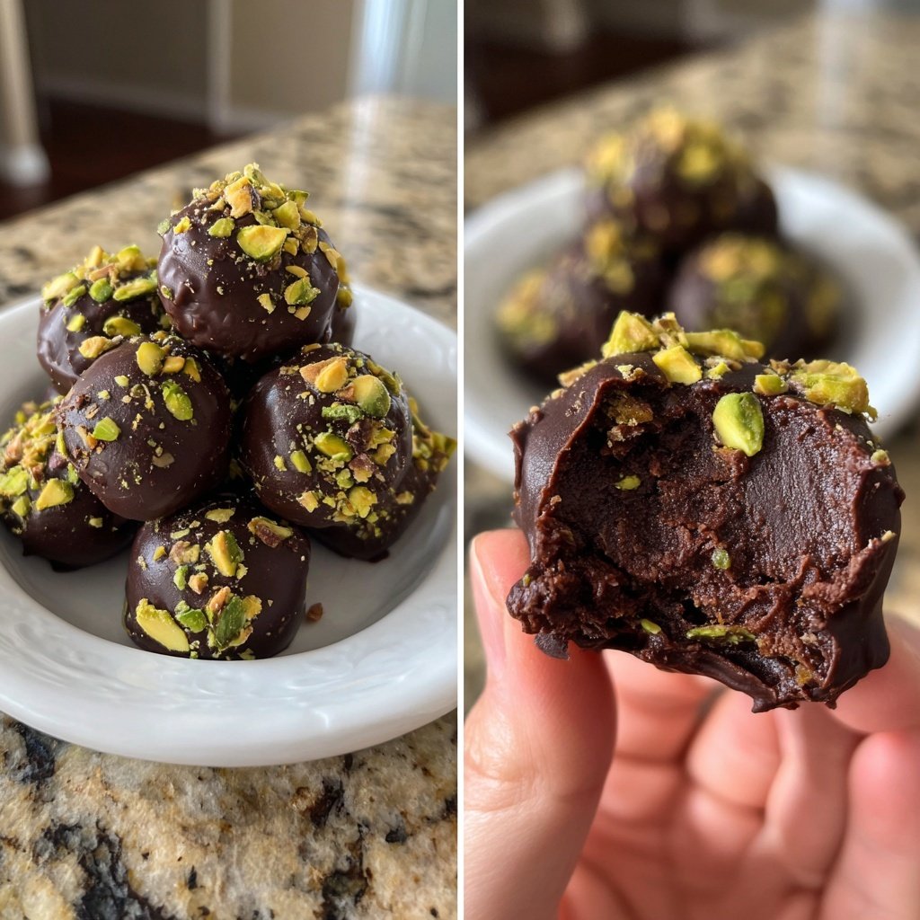 Chocolate Pistachio Fudge Bites