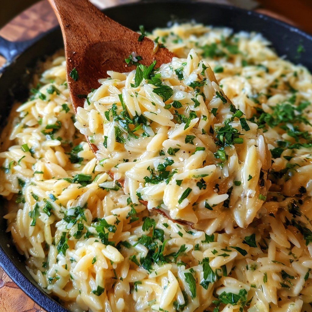 Creamy Lemon Garlic Orzo