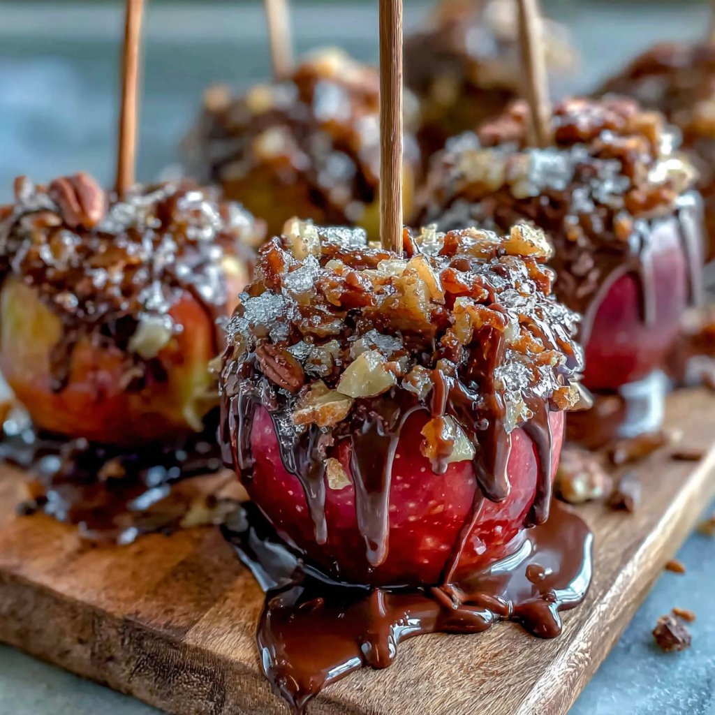 Homemade Candy Apples With Chocolate Drizzle