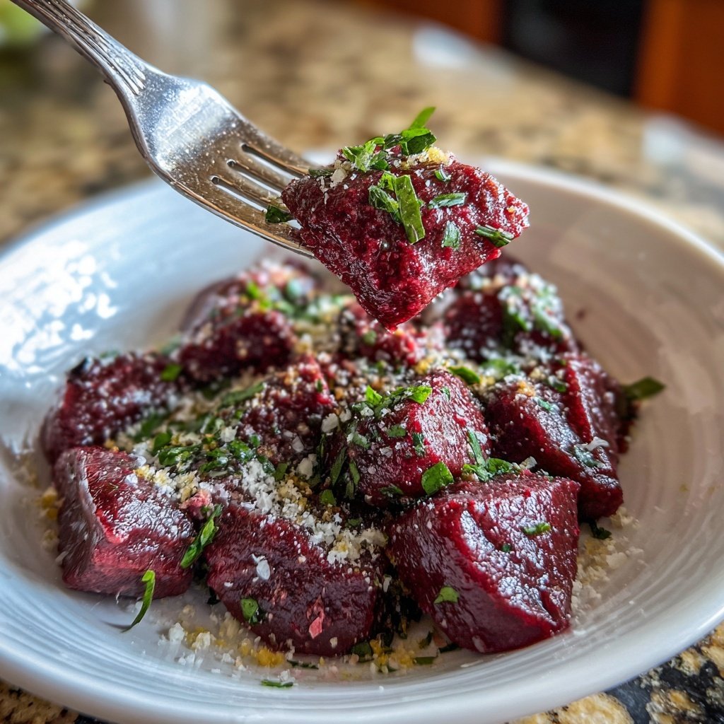 Heart-Shaped Beet Gnocchi with Cream Sauce