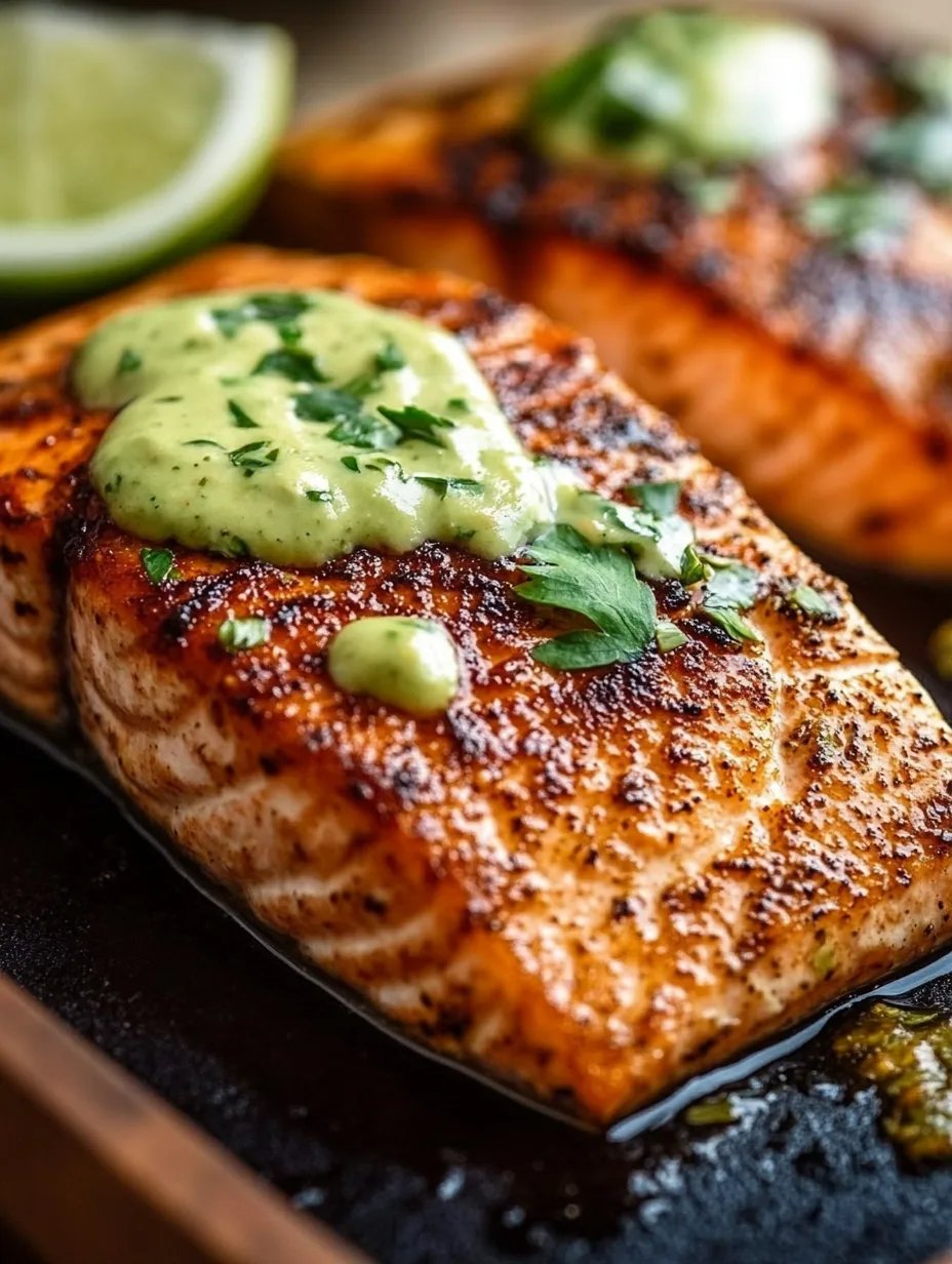 Quick Baked Cajun Salmon with Avocado Lime Sauce