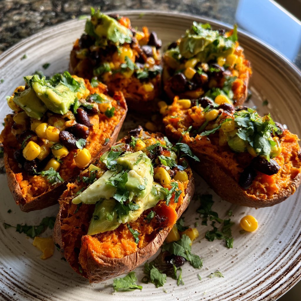 Baked Sweet Potato Veggie Boats